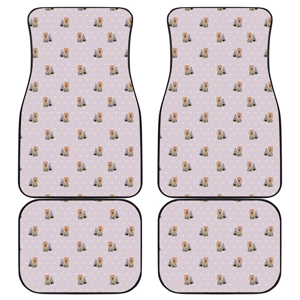 Cute Yorkshire Terrier Pattern Print Front and Back Car Floor Mats