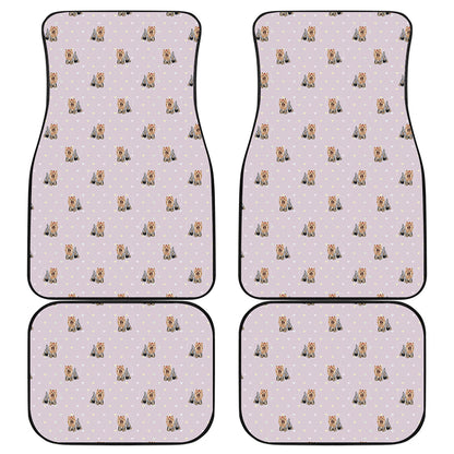 Cute Yorkshire Terrier Pattern Print Front and Back Car Floor Mats
