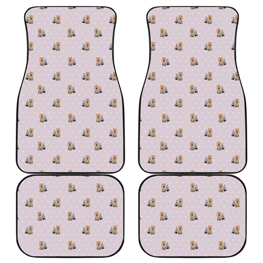 Cute Yorkshire Terrier Pattern Print Front and Back Car Floor Mats