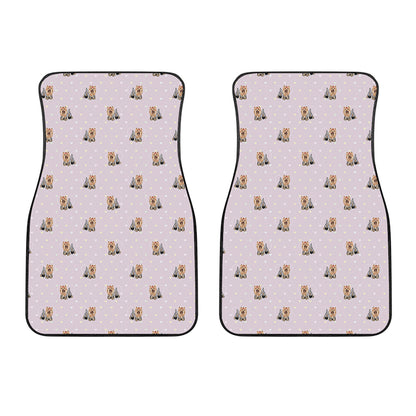 Cute Yorkshire Terrier Pattern Print Front Car Floor Mats