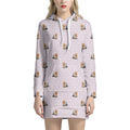 Cute Yorkshire Terrier Pattern Print Pullover Hoodie Dress