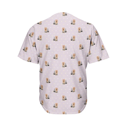 Cute Yorkshire Terrier Pattern Print Men's Baseball Jersey