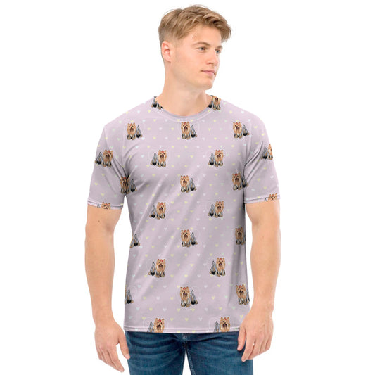 Cute Yorkshire Terrier Pattern Print Men's T-Shirt
