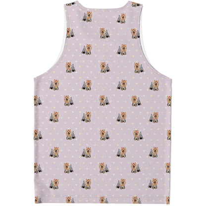 Cute Yorkshire Terrier Pattern Print Men's Tank Top