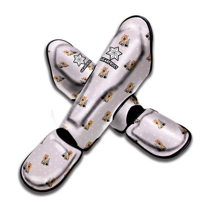 Cute Yorkshire Terrier Pattern Print Muay Thai Shin Guard
