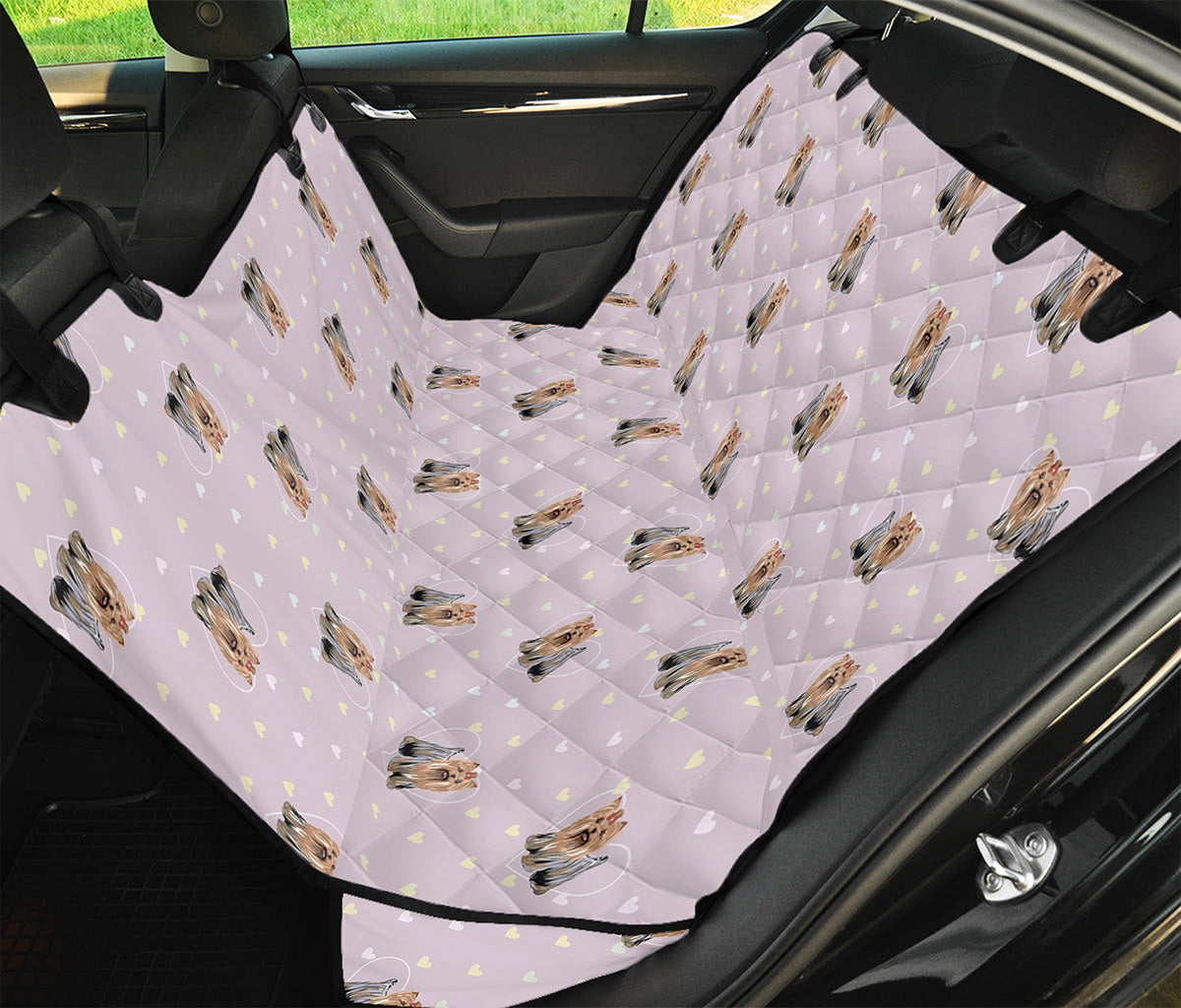 Cute Yorkshire Terrier Pattern Print Pet Car Back Seat Cover