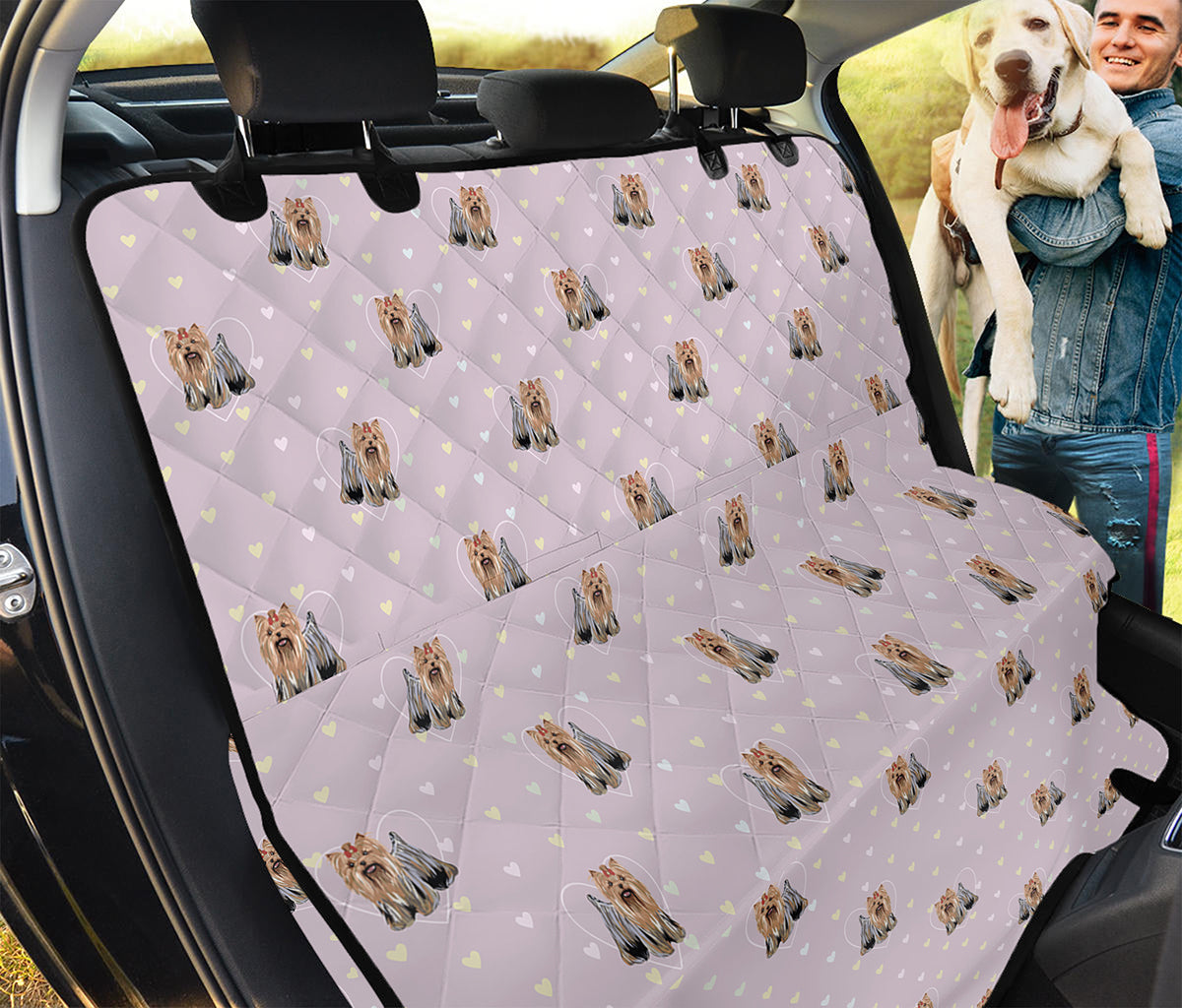 Cute Yorkshire Terrier Pattern Print Pet Car Back Seat Cover