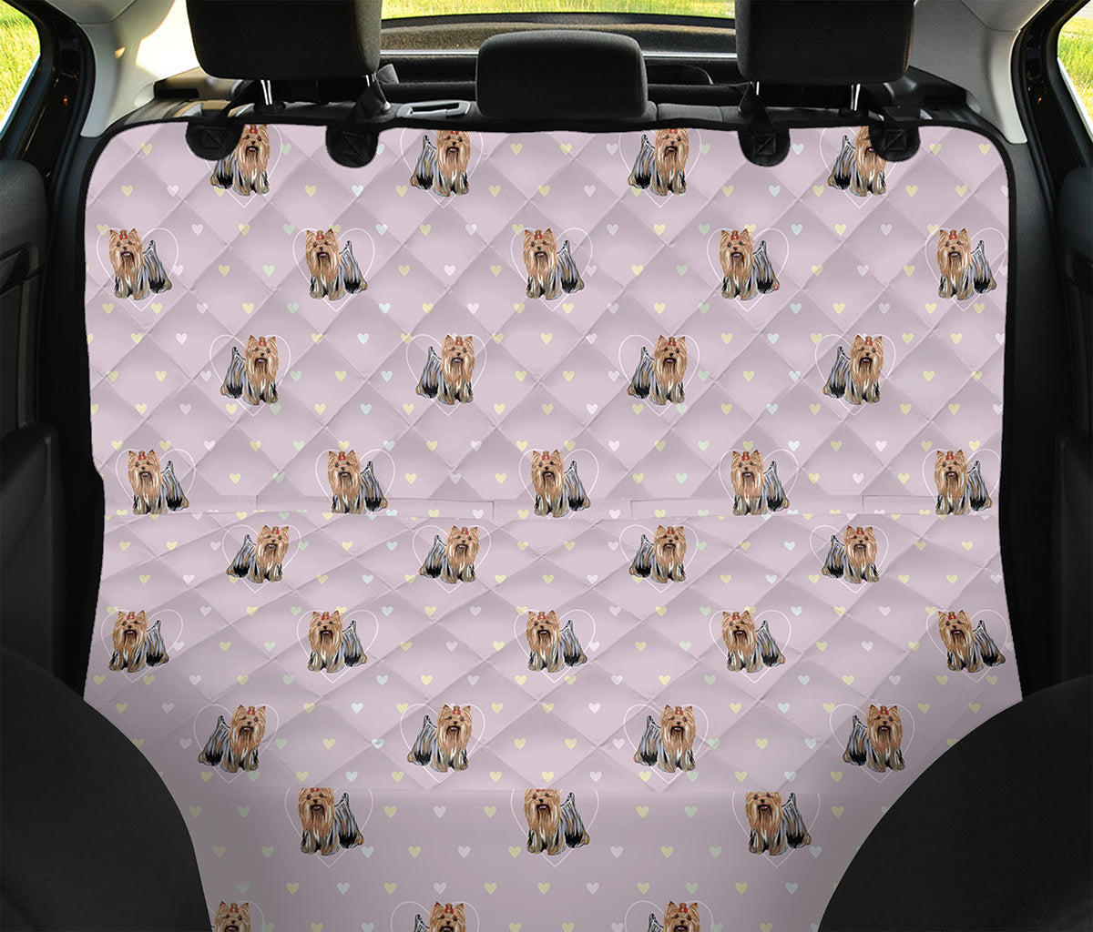 Cute Yorkshire Terrier Pattern Print Pet Car Back Seat Cover