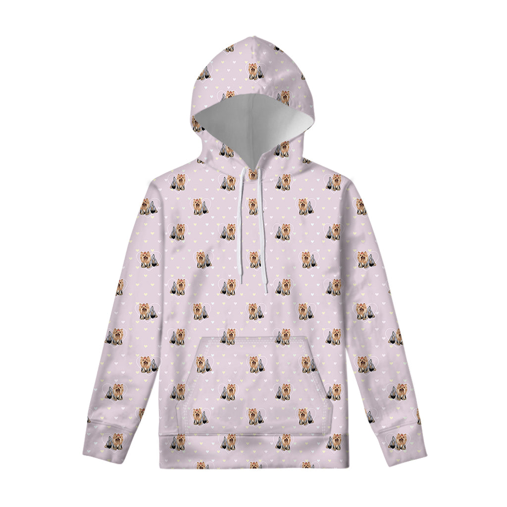 Cute Yorkshire Terrier Pattern Print Pullover Hoodie