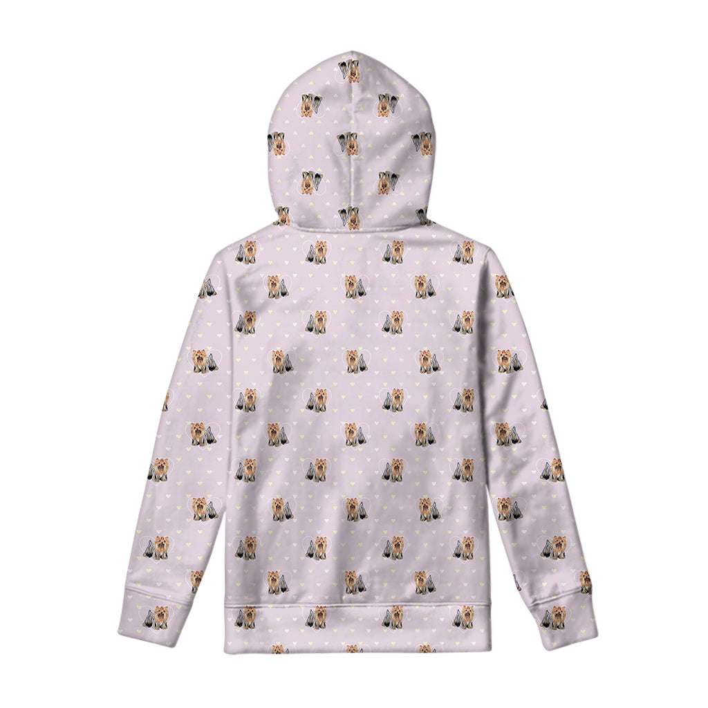 Cute Yorkshire Terrier Pattern Print Pullover Hoodie
