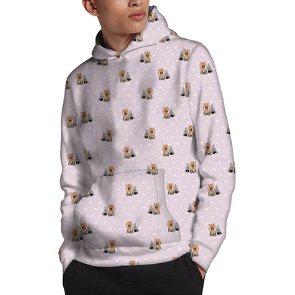 Cute Yorkshire Terrier Pattern Print Pullover Hoodie