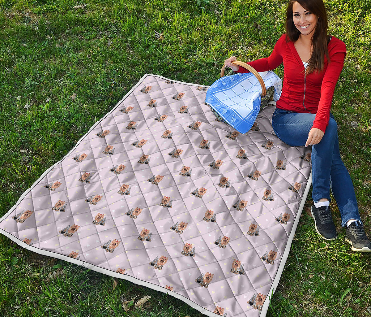 Cute Yorkshire Terrier Pattern Print Quilt