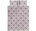 Cute Yorkshire Terrier Pattern Print Quilt Bed Set