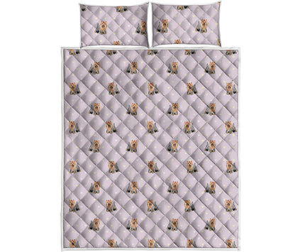 Cute Yorkshire Terrier Pattern Print Quilt Bed Set