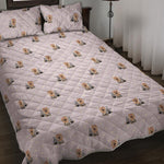 Cute Yorkshire Terrier Pattern Print Quilt Bed Set