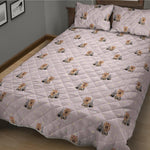 Cute Yorkshire Terrier Pattern Print Quilt Bed Set