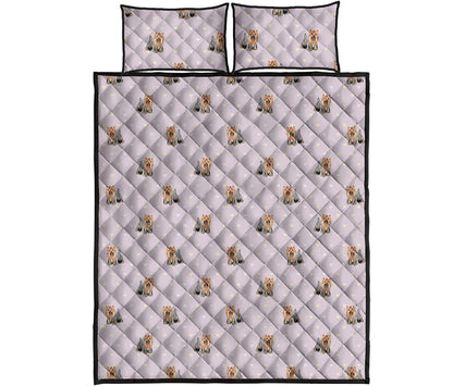 Cute Yorkshire Terrier Pattern Print Quilt Bed Set
