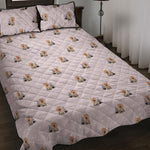 Cute Yorkshire Terrier Pattern Print Quilt Bed Set