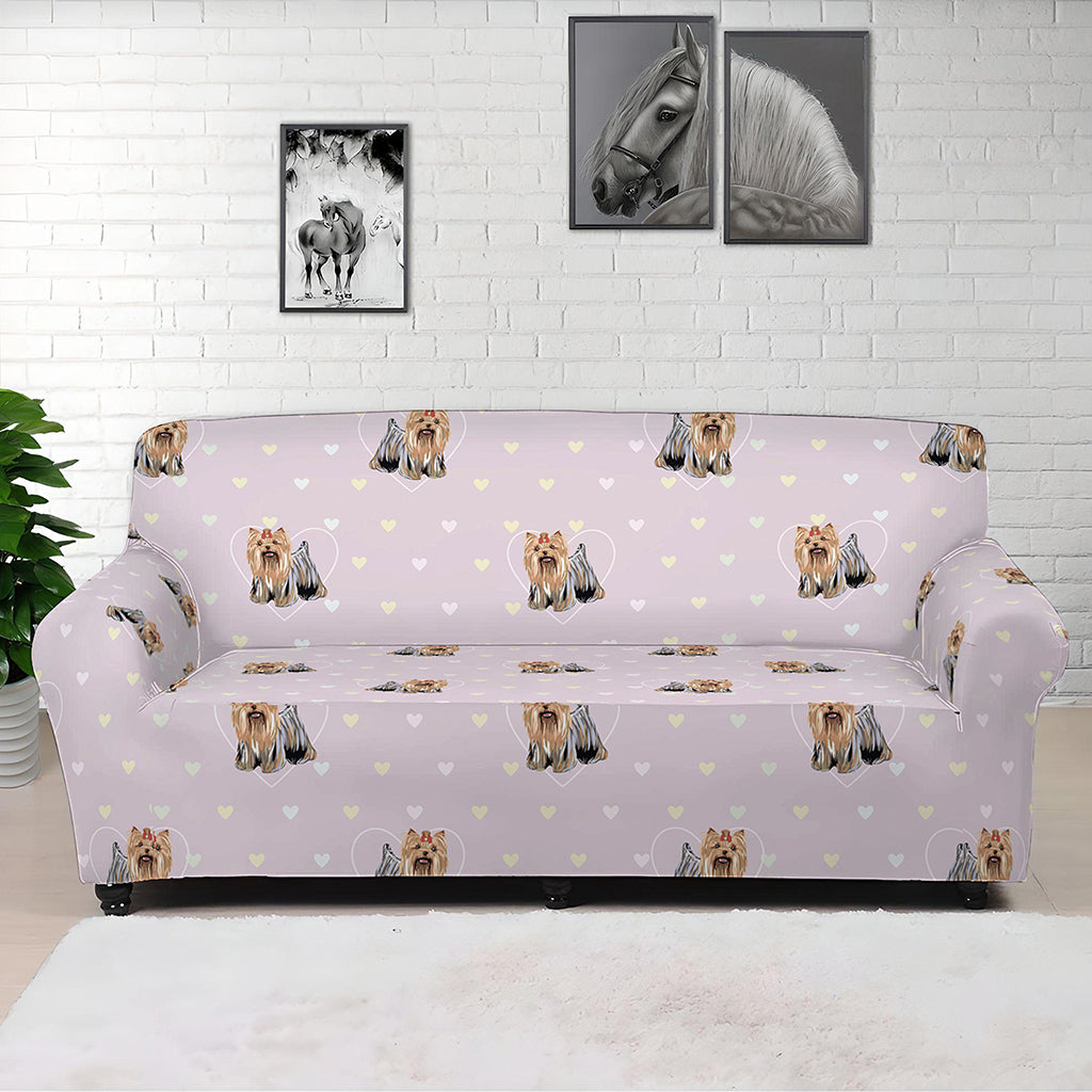 Cute Yorkshire Terrier Pattern Print Sofa Cover