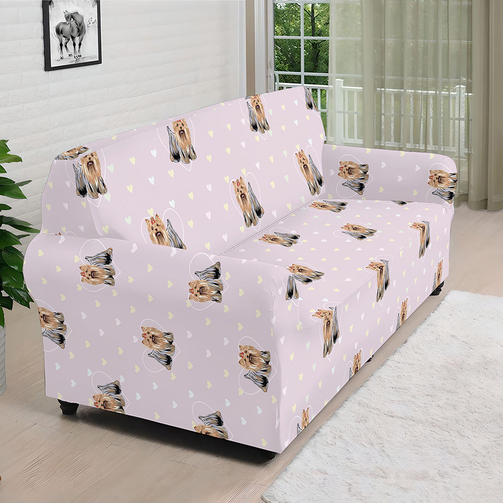 Cute Yorkshire Terrier Pattern Print Sofa Cover