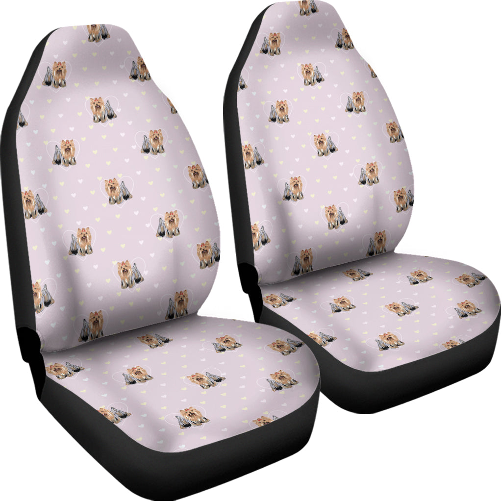 Cute Yorkshire Terrier Pattern Print Universal Fit Car Seat Covers