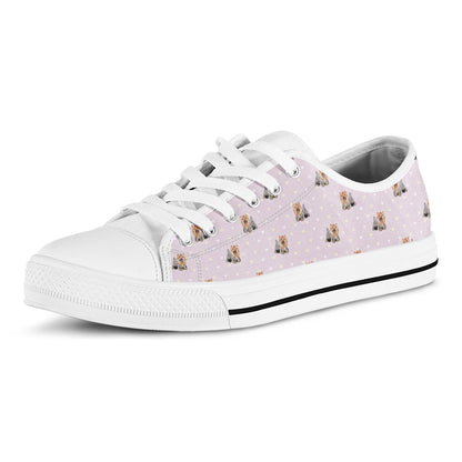 Cute Yorkshire Terrier Pattern Print White Low Top Shoes
