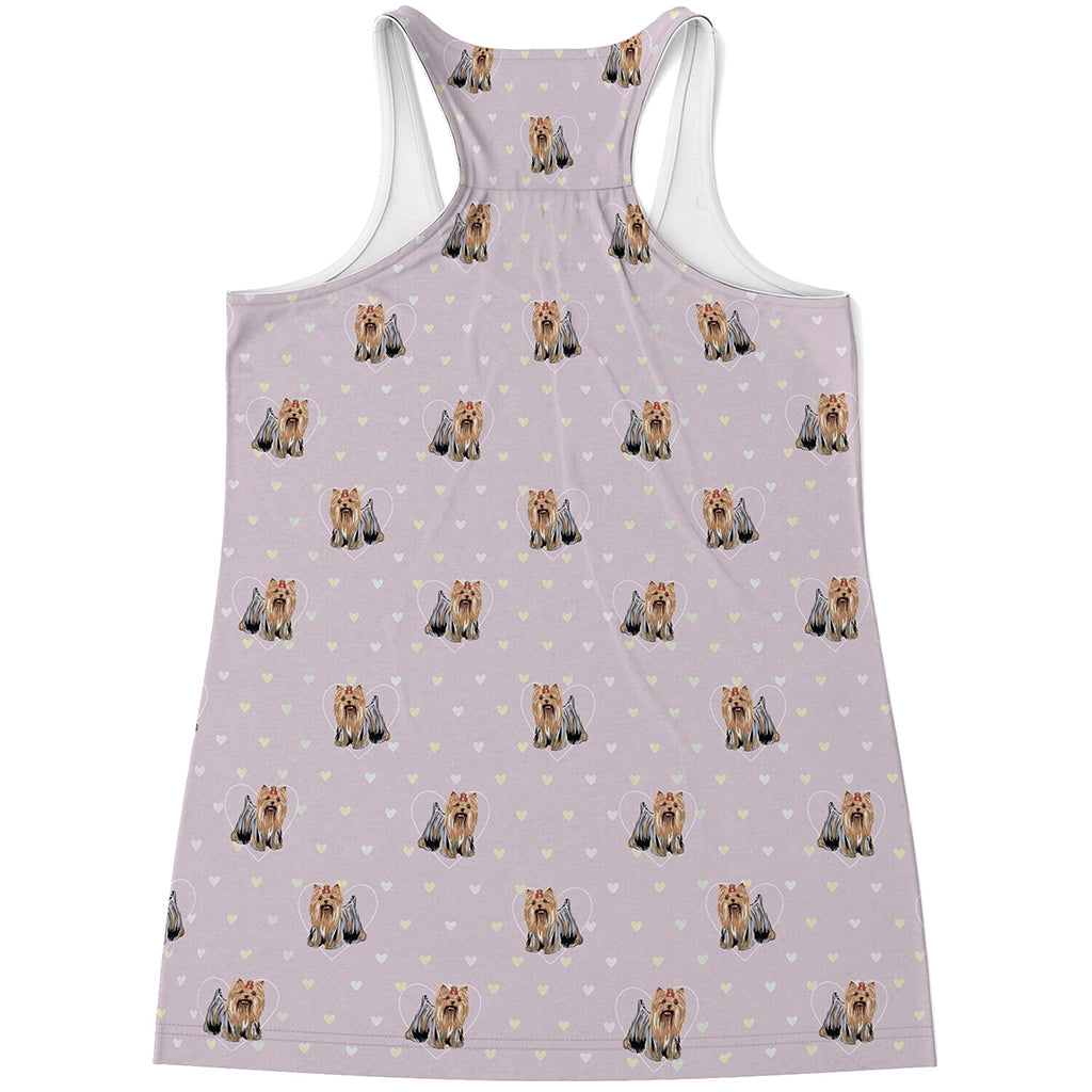 Cute Yorkshire Terrier Pattern Print Women's Racerback Tank Top