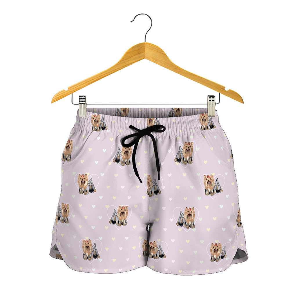 Cute Yorkshire Terrier Pattern Print Women's Shorts