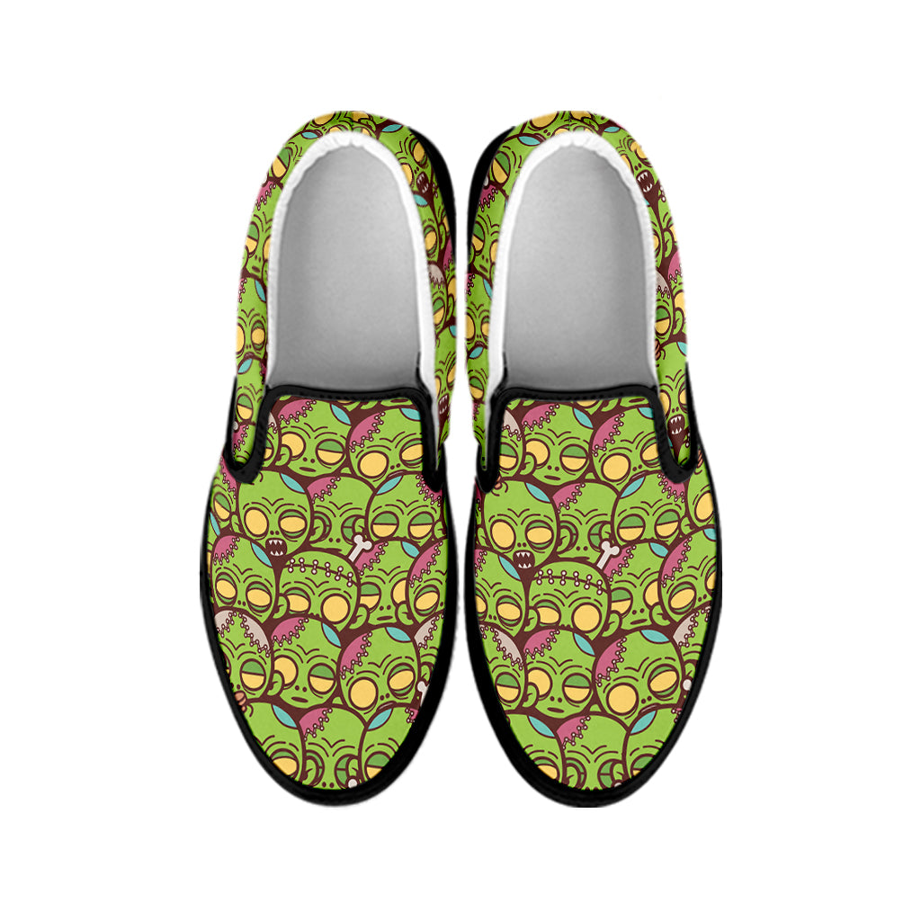 Cute Zombie Pattern Print Black Slip On Shoes