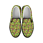 Cute Zombie Pattern Print Black Slip On Shoes