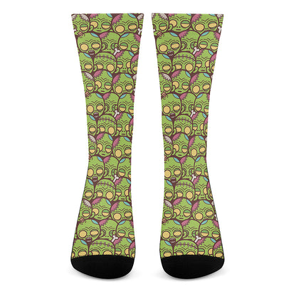 Cute Zombie Pattern Print Crew Socks