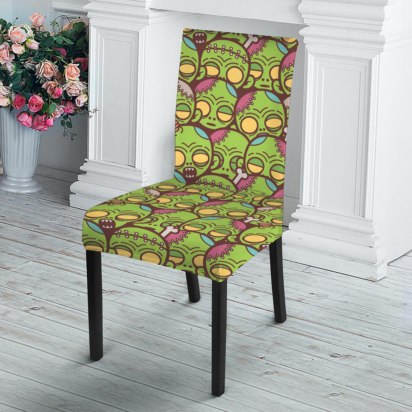Cute Zombie Pattern Print Dining Chair Slipcover