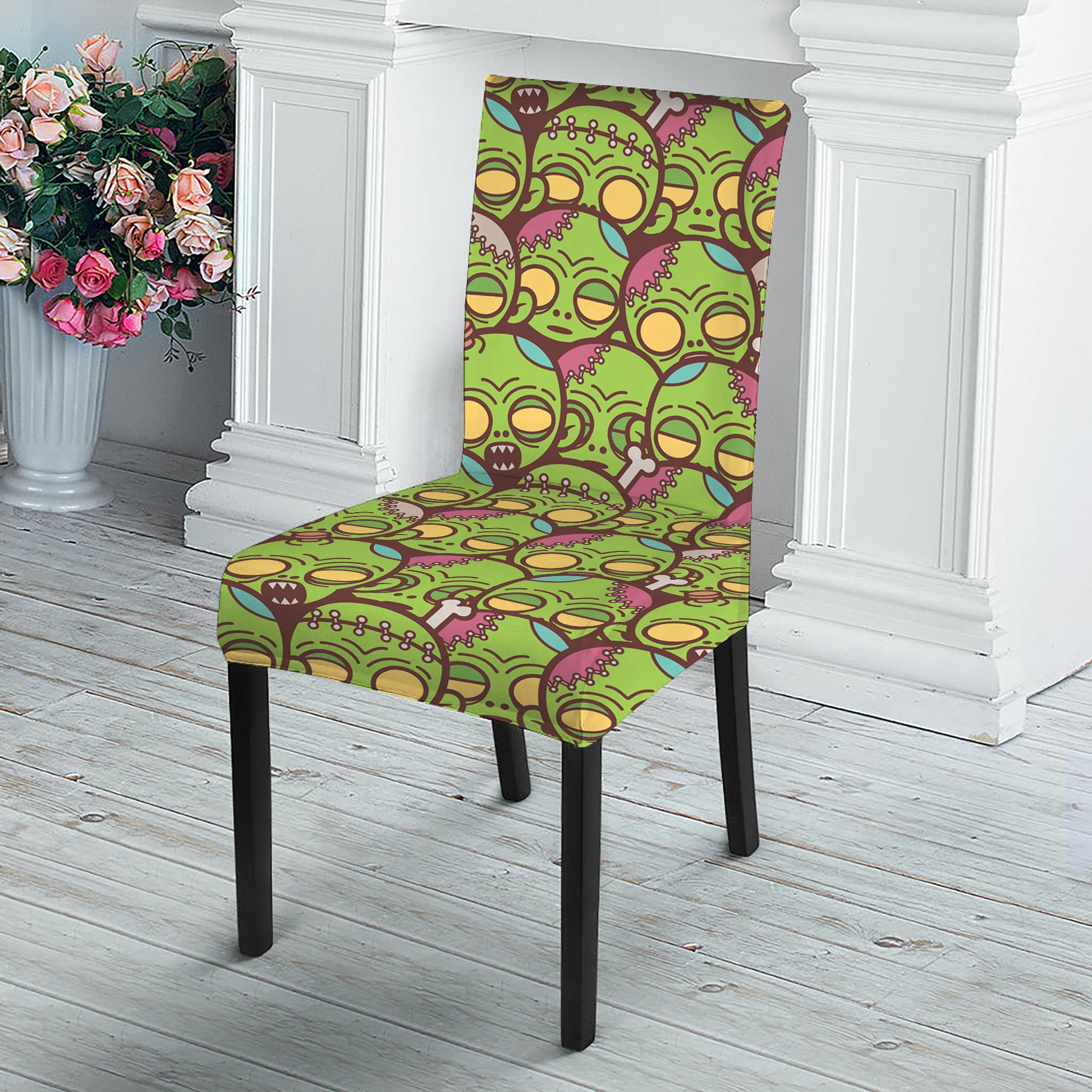 Cute Zombie Pattern Print Dining Chair Slipcover