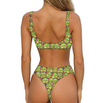 Cute Zombie Pattern Print Front Bow Tie Bikini