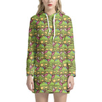 Cute Zombie Pattern Print Hoodie Dress