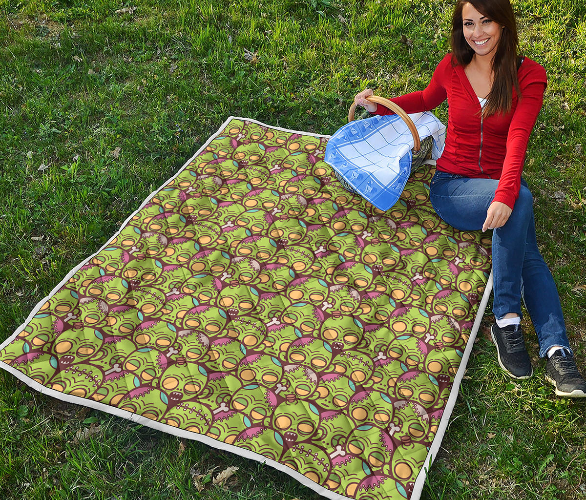Cute Zombie Pattern Print Quilt