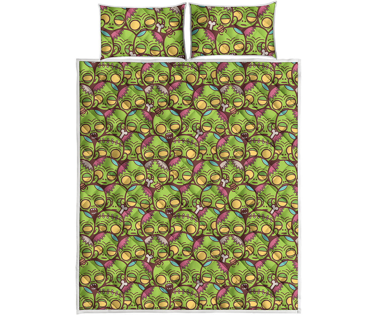 Cute Zombie Pattern Print Quilt Bed Set