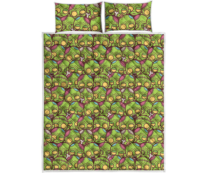 Cute Zombie Pattern Print Quilt Bed Set