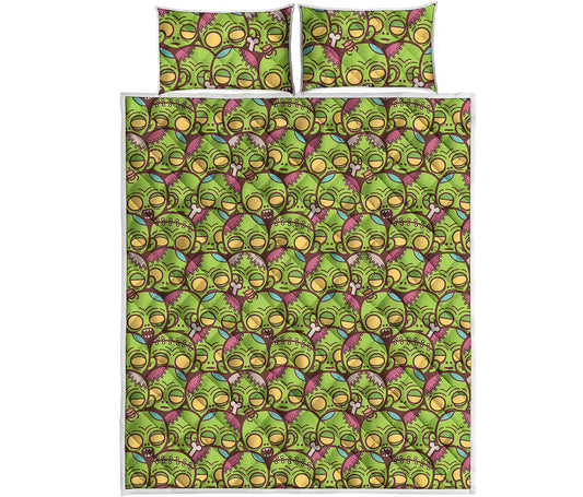Cute Zombie Pattern Print Quilt Bed Set
