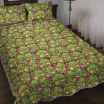 Cute Zombie Pattern Print Quilt Bed Set