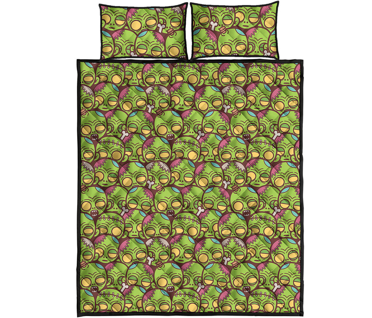 Cute Zombie Pattern Print Quilt Bed Set