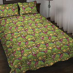 Cute Zombie Pattern Print Quilt Bed Set