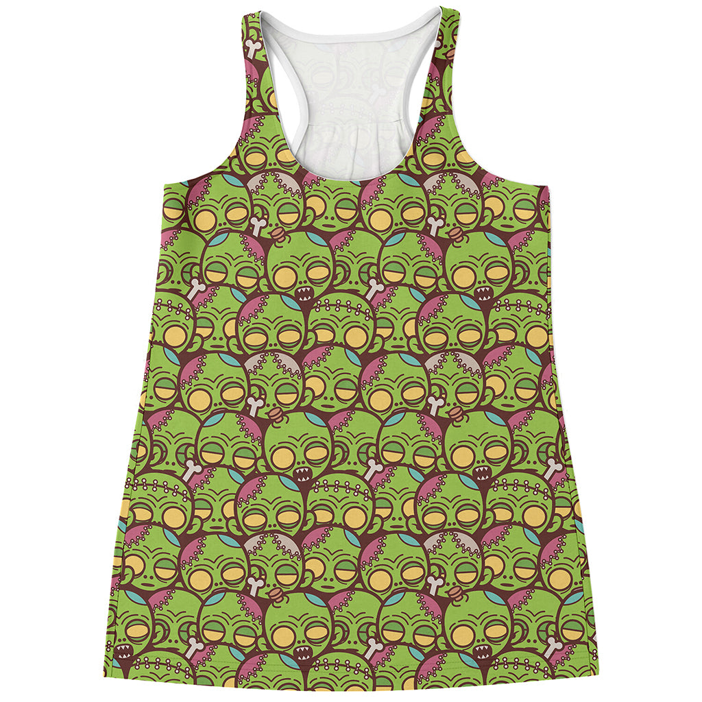 Cute Zombie Pattern Print Women's Racerback Tank Top
