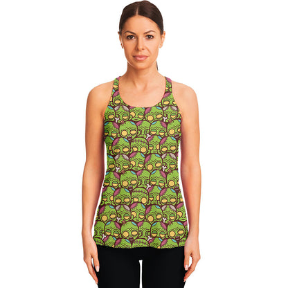 Cute Zombie Pattern Print Women's Racerback Tank Top