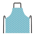 Cyan And White Polka Dot Pattern Print Apron