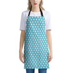 Cyan And White Polka Dot Pattern Print Apron