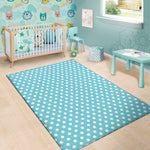 Cyan And White Polka Dot Pattern Print Area Rug