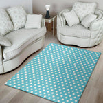 Cyan And White Polka Dot Pattern Print Area Rug