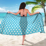 Cyan And White Polka Dot Pattern Print Beach Sarong Wrap