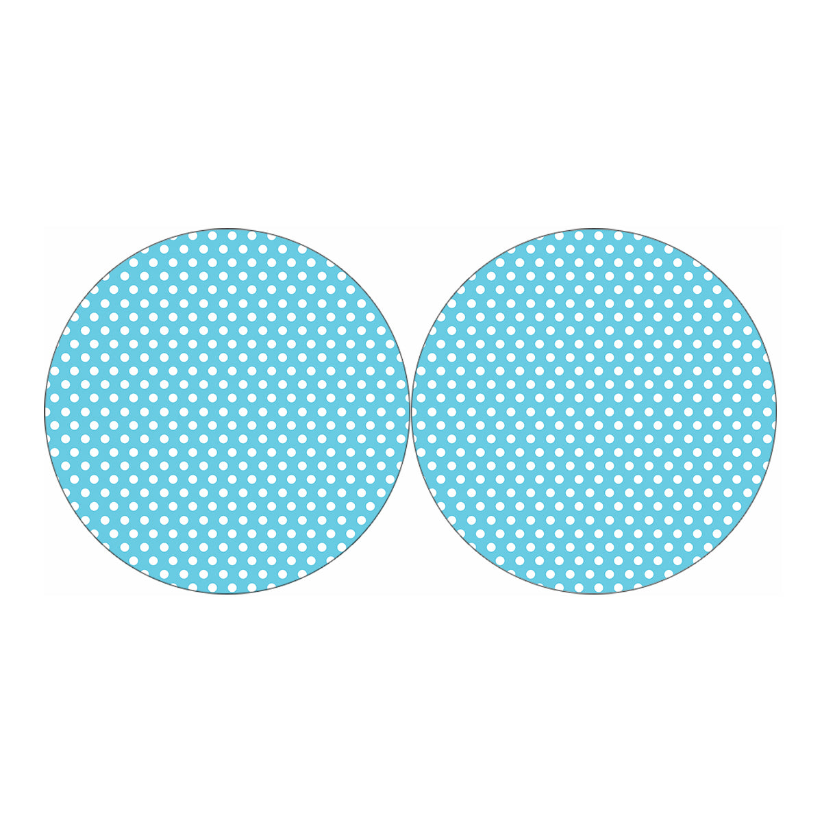 Cyan And White Polka Dot Pattern Print Car Coasters